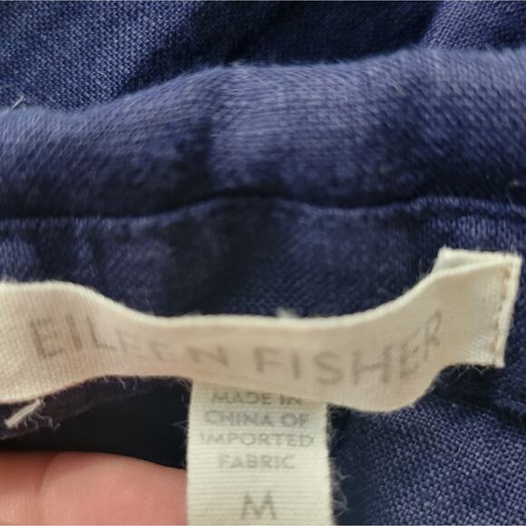 Eileen Fisher Blazer Linen Mixed Media Blue Size Medium - Picture 6 of 9